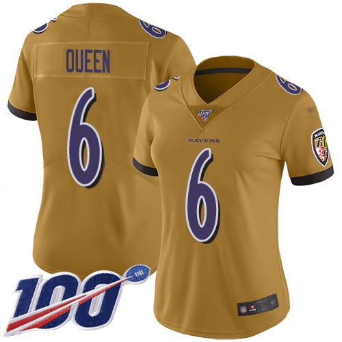 Ravens #6 Patrick Queen Gold Women's Stitched Limited Inverted Legend 100th Season Jersey