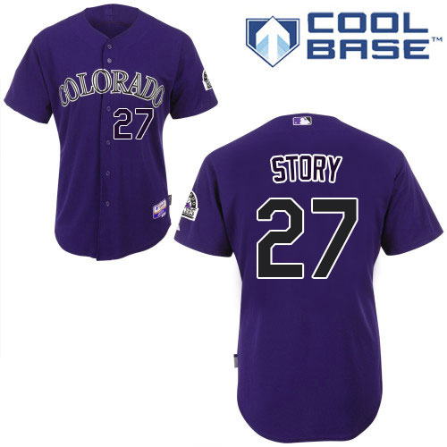 Colorado Rockies #27 Trevor Story Purple Cool Base Stitched Youth Jersey Youth