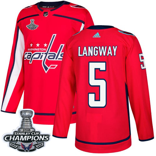Adidas Washington Capitals #5 Rod Langway Red Home Authentic Stanley Cup Final Champions Stitched Jersey Men's