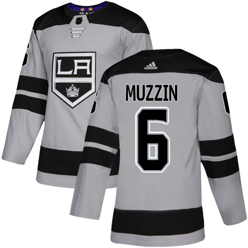 Adidas Los Angeles Kings #6 Jake Muzzin Gray Alternate Authentic Stitched Jersey Men's