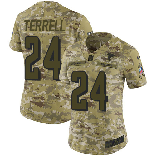 Atlanta Falcons #24 A.J. Terrell Camo Women's Stitched Limited 2018 Salute To Service Jersey Womens