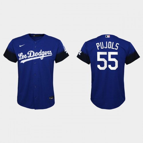 Los Angeles Los Angeles Dodgers #55 Albert Pujols Youth 2021 City Connect Jersey Royal Youth