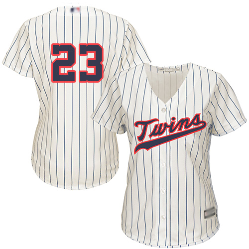 Minnesota Twins #23 Nelson Cruz Cream Strip Alternate Women's Stitched Jersey Womens