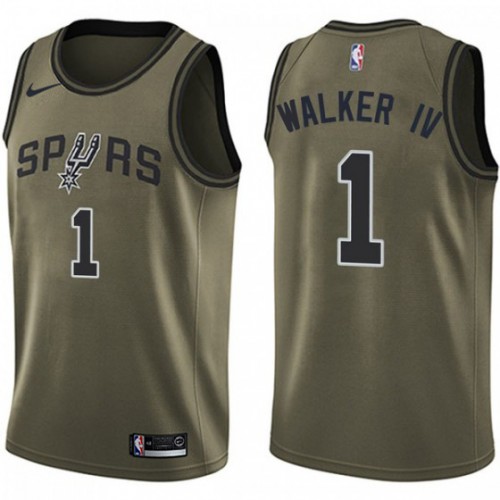 San Antonio Spurs #1 Lonnie Walker IV Green Youth Swingman Salute to Service Jersey Youth
