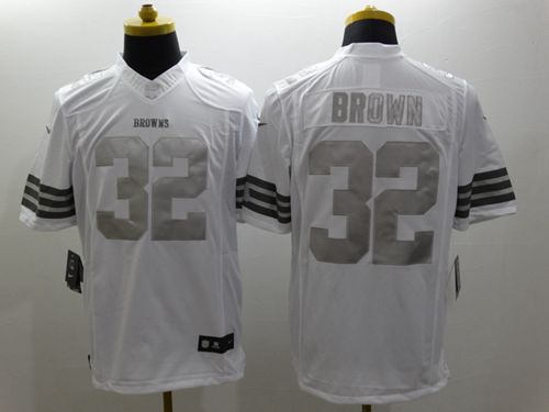 Browns #32 Jim Brown White Men's Stitched Limited Platinum Jersey