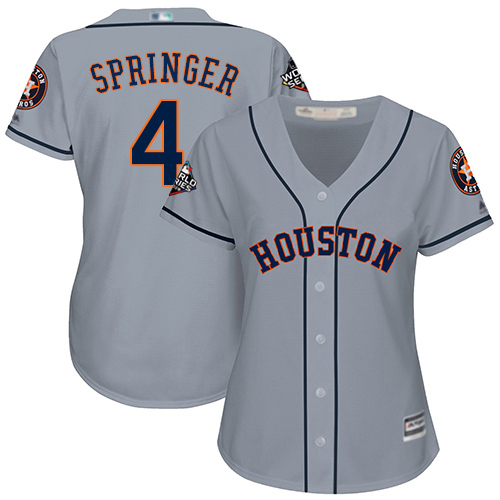 Houston Astros #4 George Springer Grey Road 2019 World Series Bound Women's Stitched Jersey Womens
