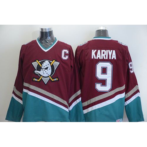 Anaheim Ducks #9 Paul Kariya Red CCM Throwback Stitched Jersey Men's