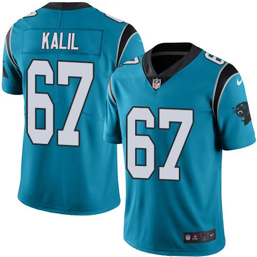 Carolina Panthers #67 Ryan Kalil Blue Youth Stitched Limited Rush Jersey Youth
