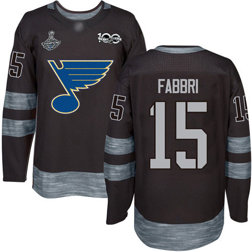 Adidas St. Louis Blues #15 Robby Fabbri Black 1917-2017 100th Anniversary Stanley Cup Champions Stitched Jersey Men's
