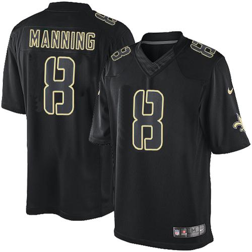 New Orleans Saints #8 Archie Manning Black Men's Stitched Impact Limited Jersey Men's