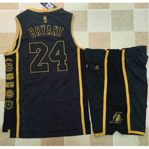 Los Angeles Lakers #24 Kobe Bryant Black Serpentine Retirement Memorial A Set Stitched Jersey Mens