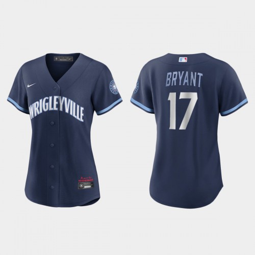 Chicago Chicago Cubs #17 Kris Bryant Women's 2021 City Connect Navy Jersey Womens