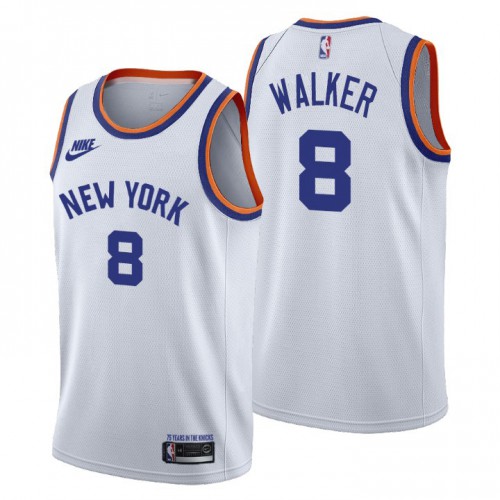 New York New York Knicks #8 Kemba Walker Mens Releases Classic Edition 75th Anniversary Jersey White Mens
