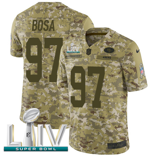 49ers #97 Nick Bosa Camo Super Bowl LIV 2020 Men's Stitched Limited 2018 Salute To Service Jersey