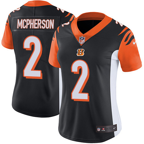 Bengals #2 Evan McPherson Black Team Color Women's Stitched Vapor Untouchable Limited Jersey