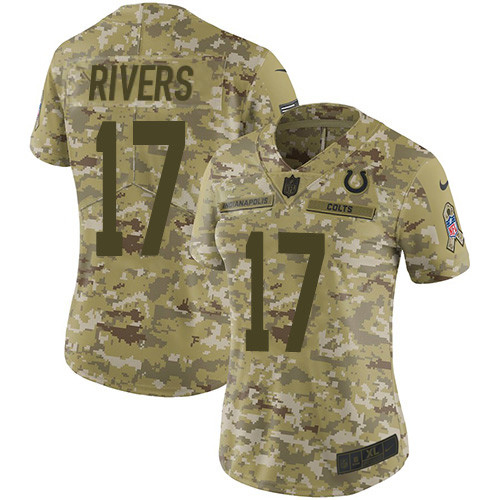 Indianapolis Colts #17 Philip Rivers Camo Women's Stitched Limited 2018 Salute To Service Jersey Womens