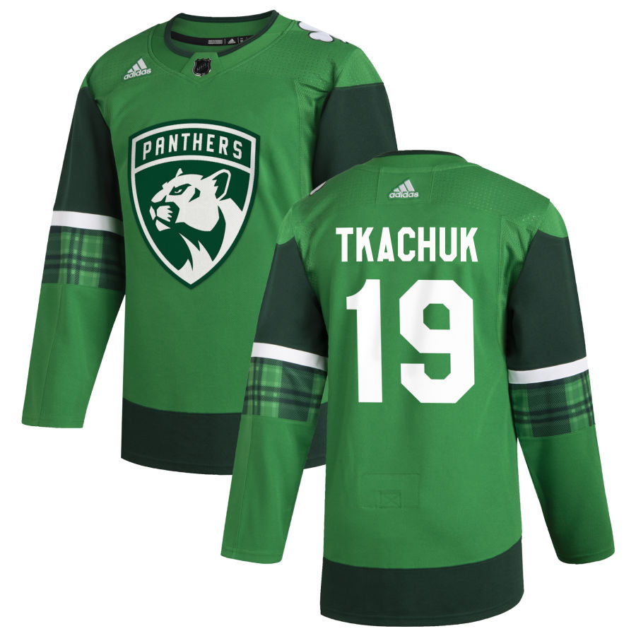 Florida Panthers #19 Matthew Tkachuk Men's 2023 Stanley Cup Final Patch Adidas St. Patrick's Day Stitched Jersey Green