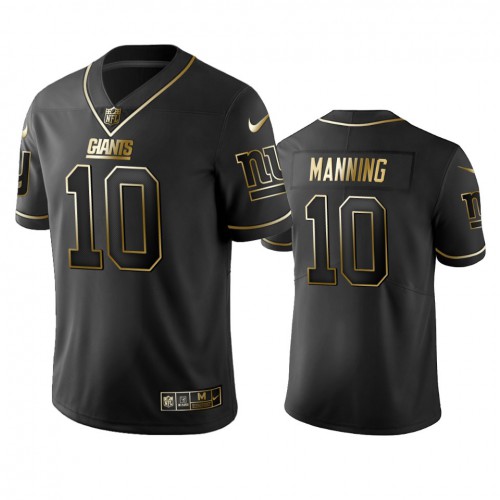 New York Giants #10 Eli Manning Black Golden Limited Edition Stitched Jersey Men's