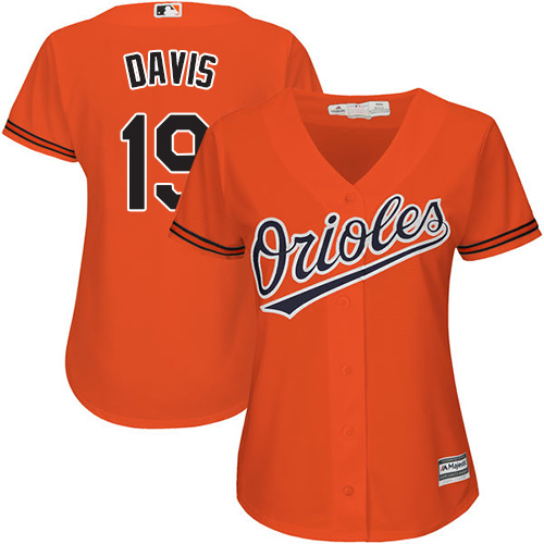 Baltimore Orioles #19 Chris Davis Orange Alternate Women's Stitched Jersey Womens