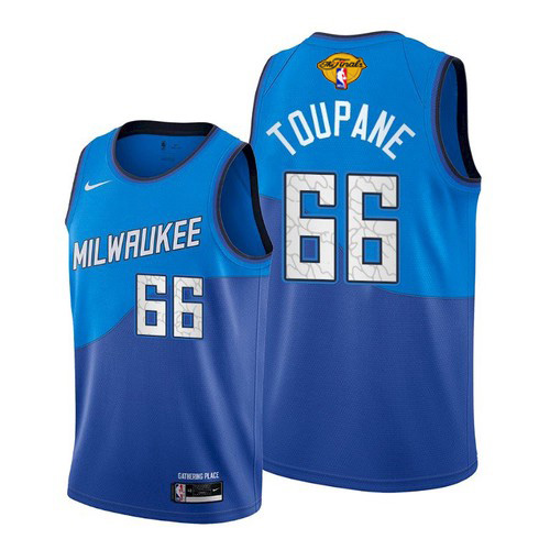 Milwaukee Bucks #66 Axel Toupane Mens 2021 Finals Bound City Edition Jersey Blue Mens