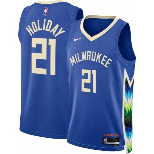 Milwaukee Milwaukee Bucks #21 Jrue Holiday Unisex Royal 2022-23 Swingman Jersey - City Edition Mens