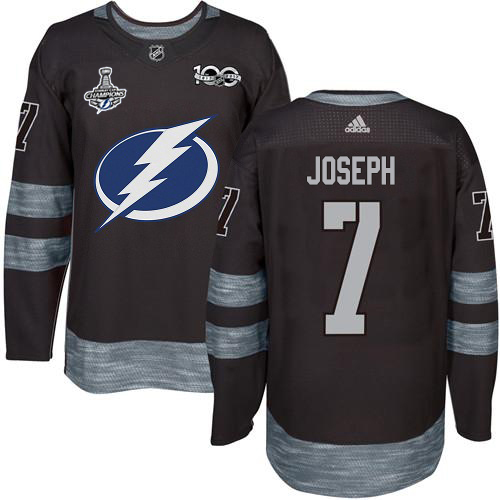 Adidas Tampa Bay Lightning #7 Mathieu Joseph Black 1917-2017 100th Anniversary 2020 Stanley Cup Champions Stitched Jersey Men's