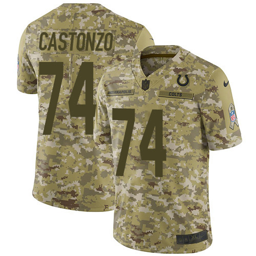 Indianapolis Colts #74 Anthony Castonzo Camo Youth Stitched Limited 2018 Salute To Service Jersey Youth