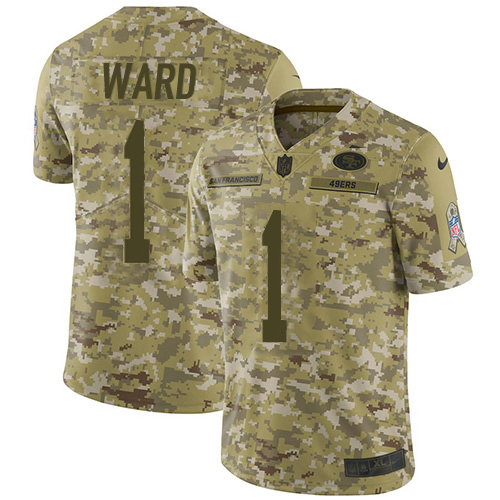 49ers #1 Jimmie Ward Camo Youth Stitched Limited 2018 Salute To Service Jersey