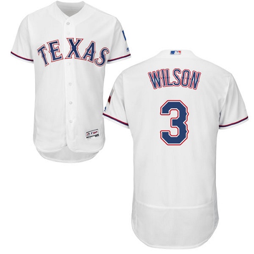 Texas Rangers #3 Russell Wilson White Flexbase Authentic Collection Stitched Jersey Men's