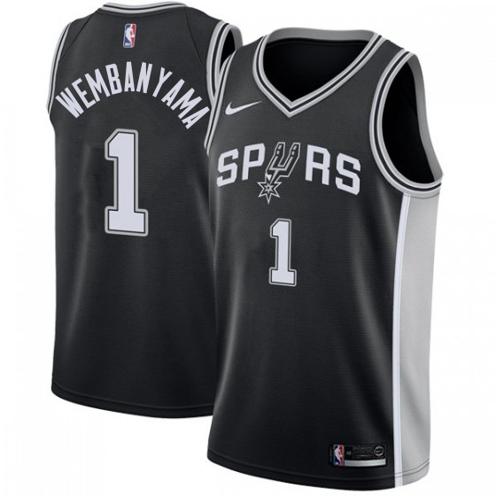 San Antonio Spurs #1 Victor Wembanyama Black Swingman Icon Edition Jersey