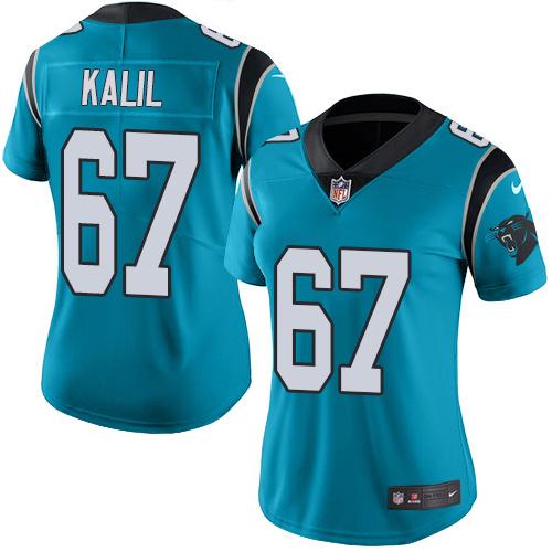 Carolina Panthers #67 Ryan Kalil Blue Alternate Women's Stitched Vapor Untouchable Limited Jersey Womens