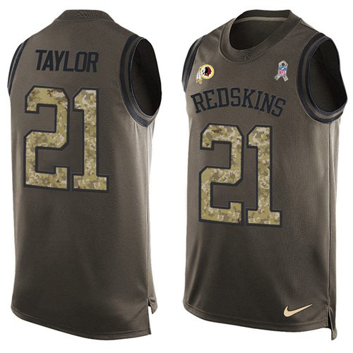 Commanders #21 Sean Taylor Green Men's Stitched Limited Salute To Service Tank Top Jersey
