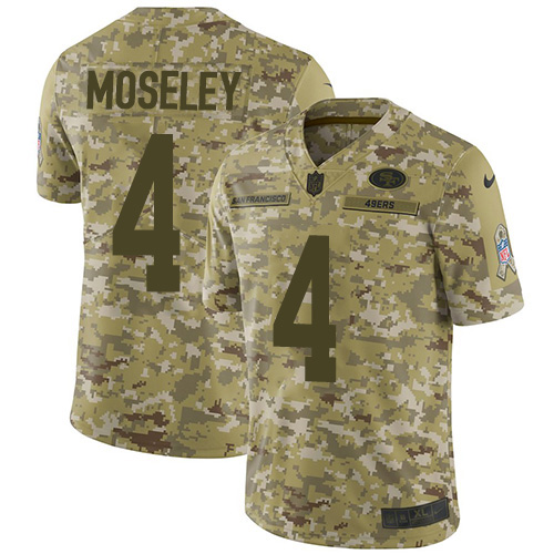 San Francisco 49ers #4 Emmanuel Moseley Camo Youth Stitched Limited 2018 Salute To Service Jersey Youth
