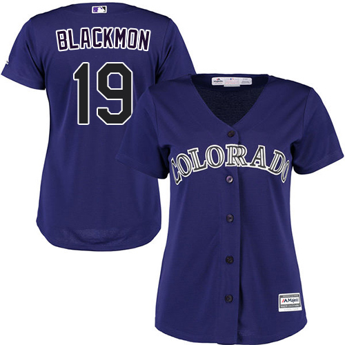 Colorado Rockies #19 Charlie Blackmon Purple Alternate Women's Stitched Jersey Womens