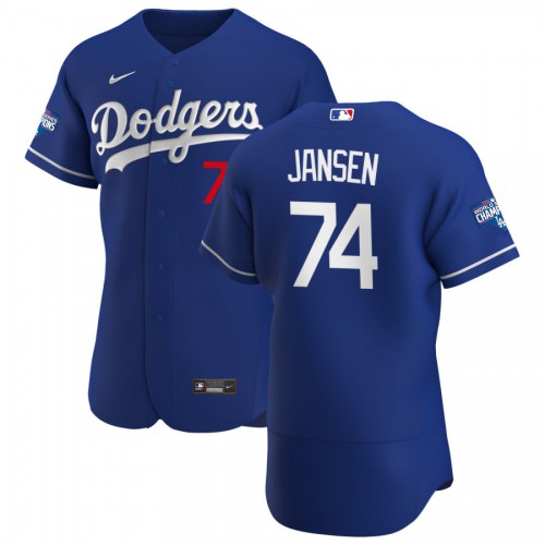 Los Angeles Los Angeles Dodgers #74 Kenley Jansen Men's Royal Alternate 2020 World Series Champions Authentic Player Jersey Men's
