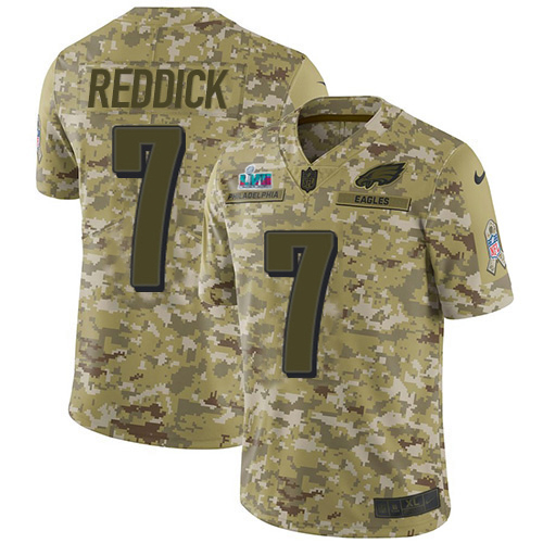 Eagles #7 Haason Reddick Camo Super Bowl LVII Patch Men's Stitched Limited 2018 Salute To Service Jersey