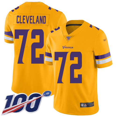 Minnesota Vikings #72 Ezra Cleveland Gold Men's Stitched Limited Inverted Legend 100th Season Jersey Men's