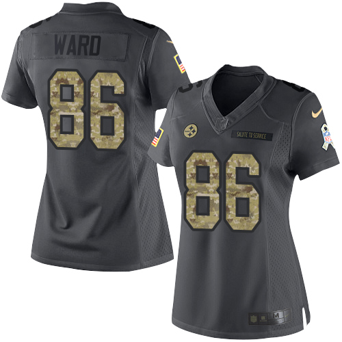 Pittsburgh Steelers #86 Hines Ward Black Women's Stitched Limited 2016 Salute to Service Jersey Womens
