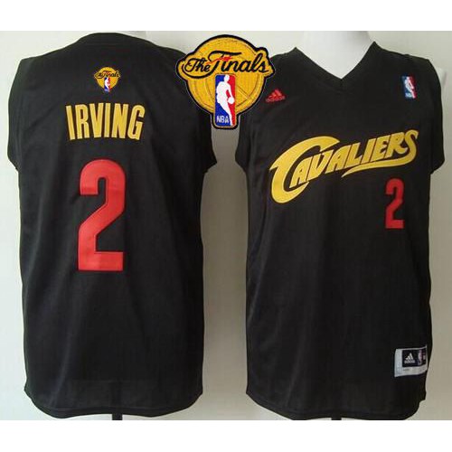 Cleveland Cavaliers #2 Kyrie Irving Black(Red No.) Fashion The Finals Patch Stitched Jersey Mens