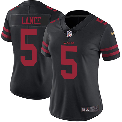San Francisco 49ers #5 Trey Lance Black Alternate Women's Stitched Vapor Untouchable Limited Jersey