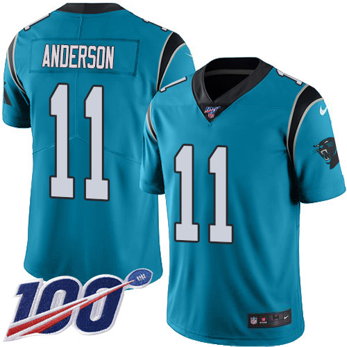 Carolina Panthers #11 Robby Anderson Blue Alternate Youth Stitched 100th Season Vapor Untouchable Limited Jersey Youth