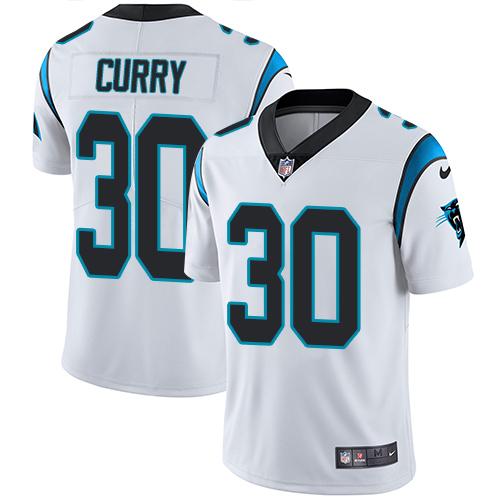 Carolina Panthers #30 Stephen Curry White Youth Stitched Vapor Untouchable Limited Jersey Youth