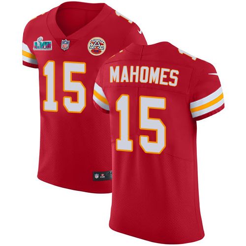 Chiefs #15 Patrick Mahomes Red Team Color Super Bowl LVII Patch Men's Stitched Vapor Untouchable Elite Jersey