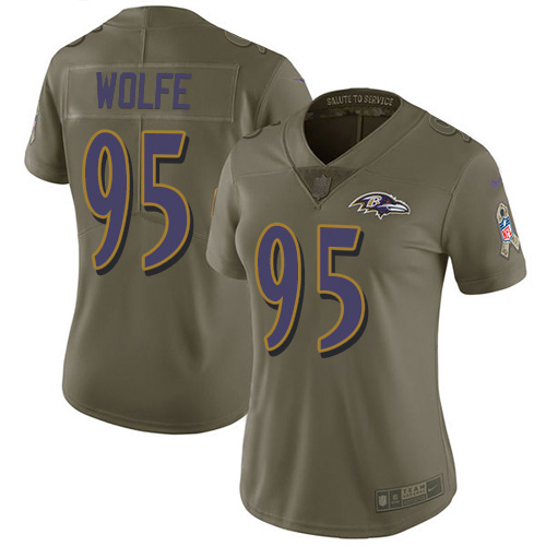 Baltimore Ravens #95 Derek Wolfe Olive Women's Stitched Limited 2017 Salute To Service Jersey Womens