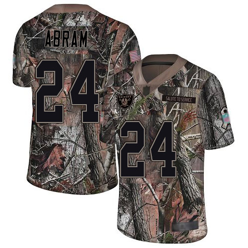 Raiders #24 Johnathan Abram Camo Men's Stitched Limited Rush Realtree Jersey