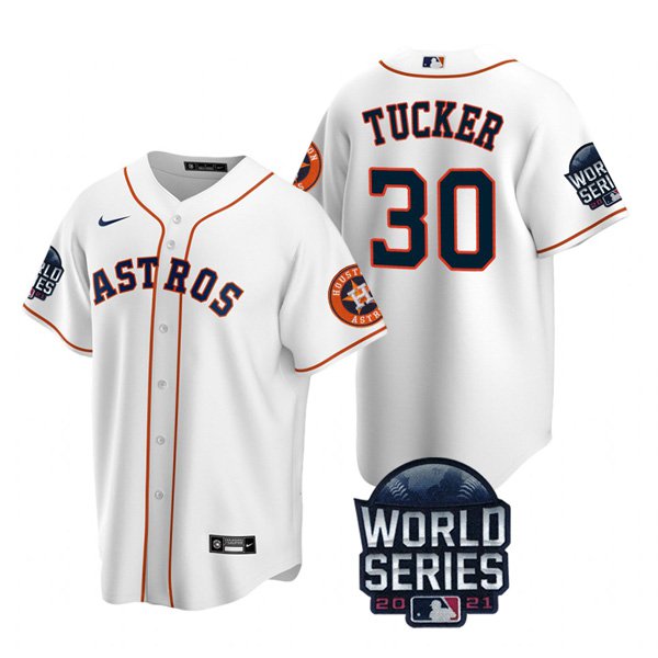 Houston Astros #30 Kyle Tucker Men's 150th Anniversary 2021 World Series Game Jersey - White