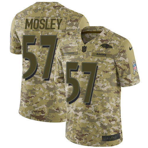 Baltimore Ravens #57 C.J. Mosley Camo Youth Stitched Limited 2018 Salute to Service Jersey Youth
