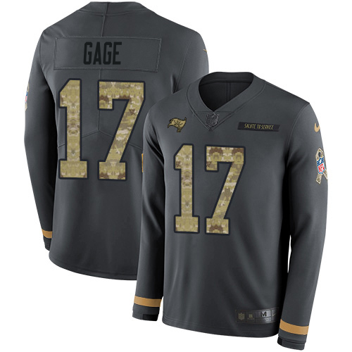Buccaneers #17 Russell Gage Anthracite Salute To Service Men's Stitched Limited Therma Long Sleeve Jersey