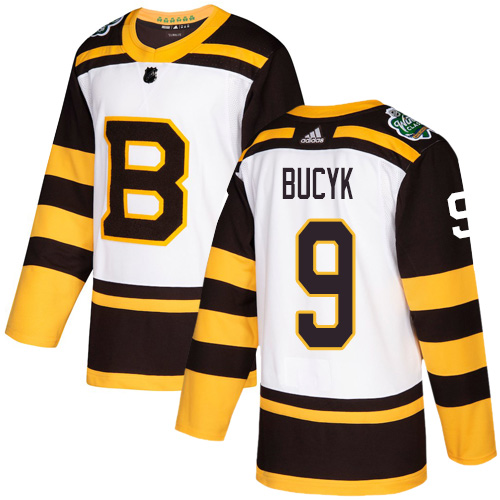 Adidas Boston Bruins #9 Johnny Bucyk White Authentic 2019 Winter Classic Stitched Jersey Men's