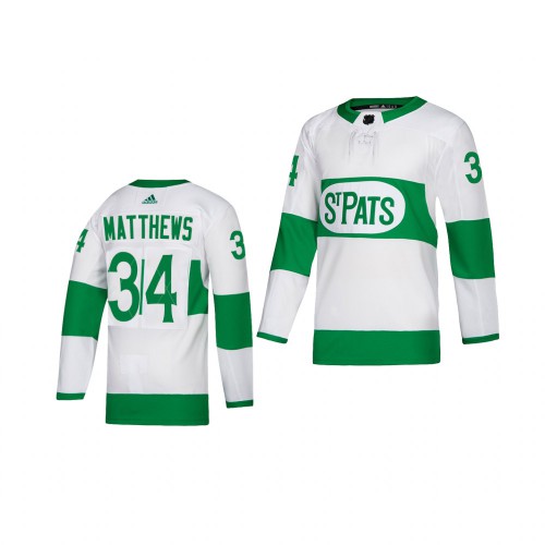 Adidas Maple Toronto Maple Leafs #34 Auston Matthews White 2019 St. Patrick's Day Authentic Player Stitched Youth Jersey Youth